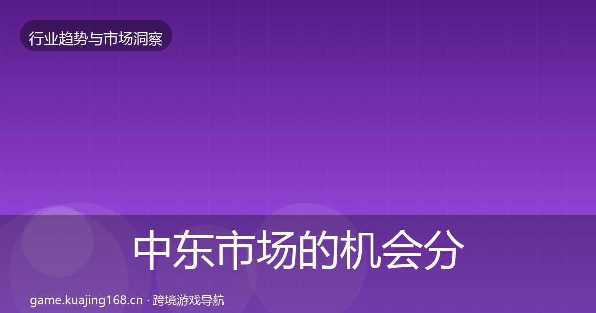 中东市场的机会分析（全面）