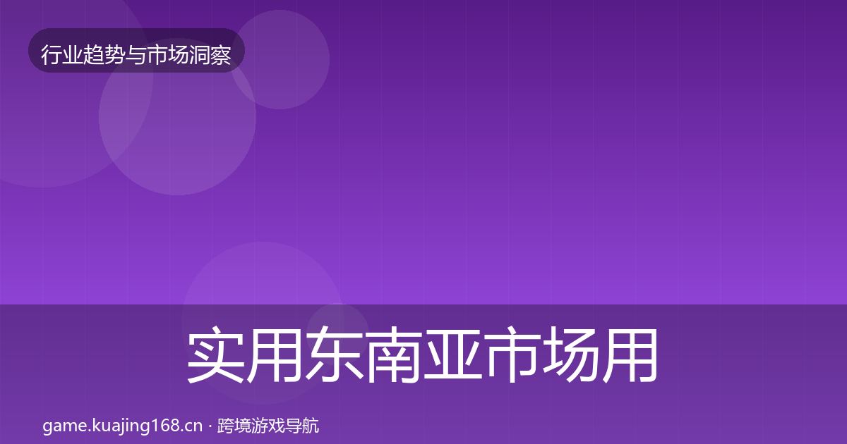 实用东南亚市场用户画像