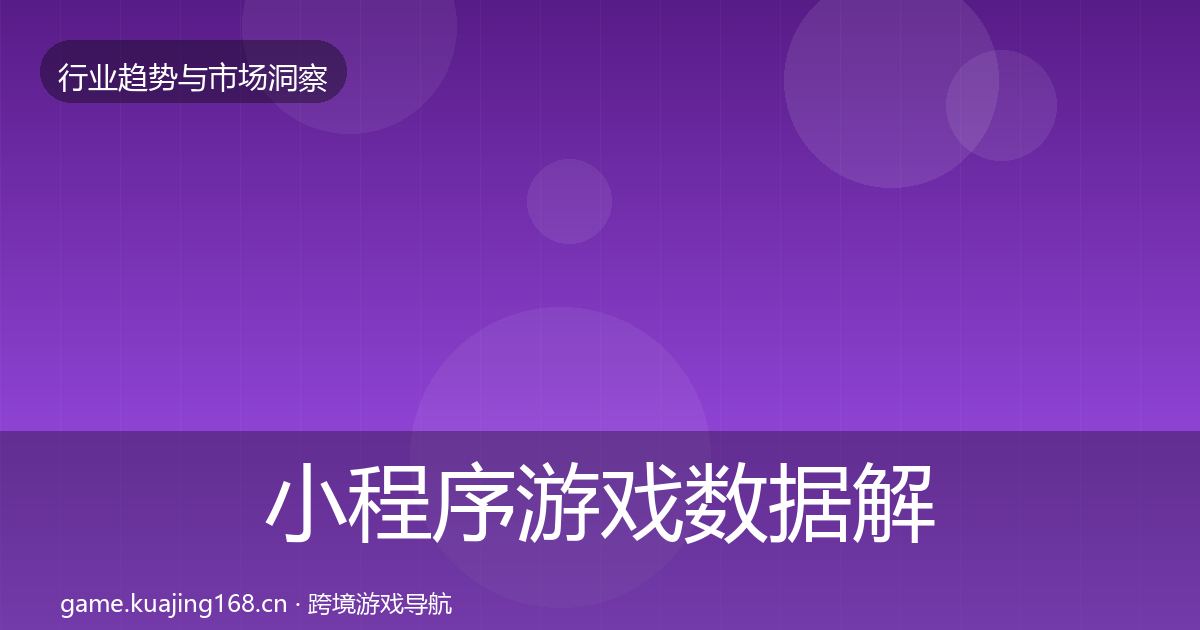 小程序游戏机会分析要点梳理·第217篇
