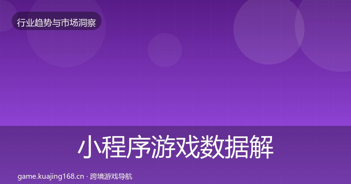 小程序游戏机会分析要点梳理·第297篇