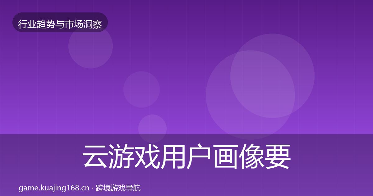 云游戏用户画像要点梳理·第346篇