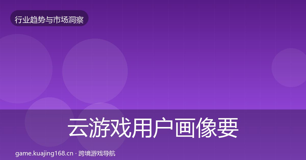 云游戏用户画像要点梳理·第386篇