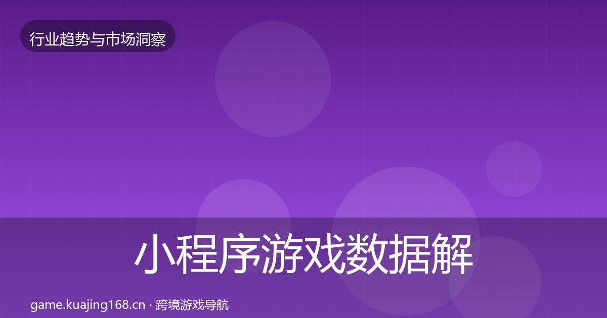 小程序游戏数据解读要点梳理·第412篇