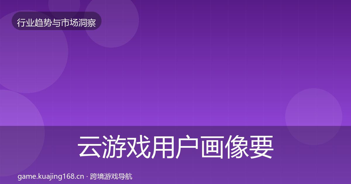 云游戏用户画像要点梳理·第426篇