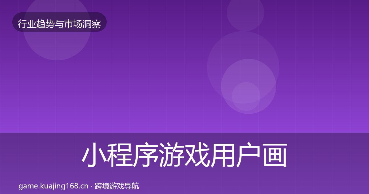 小程序游戏用户画像要点梳理·第427篇