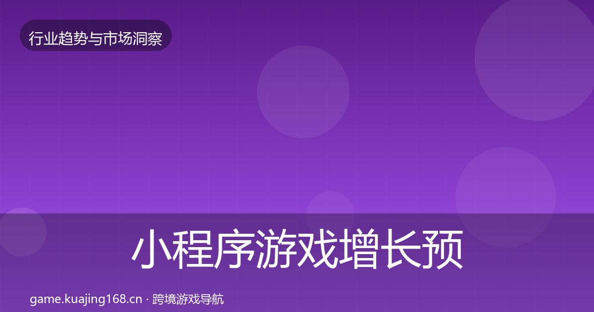小程序游戏增长预测要点梳理·第432篇