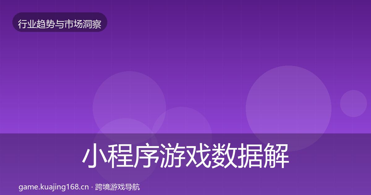 小程序游戏数据解读要点梳理·第572篇