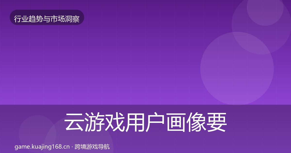 云游戏用户画像要点梳理·第586篇