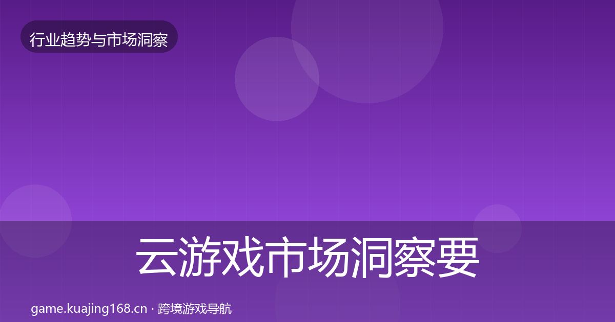 云游戏市场洞察要点梳理·第601篇