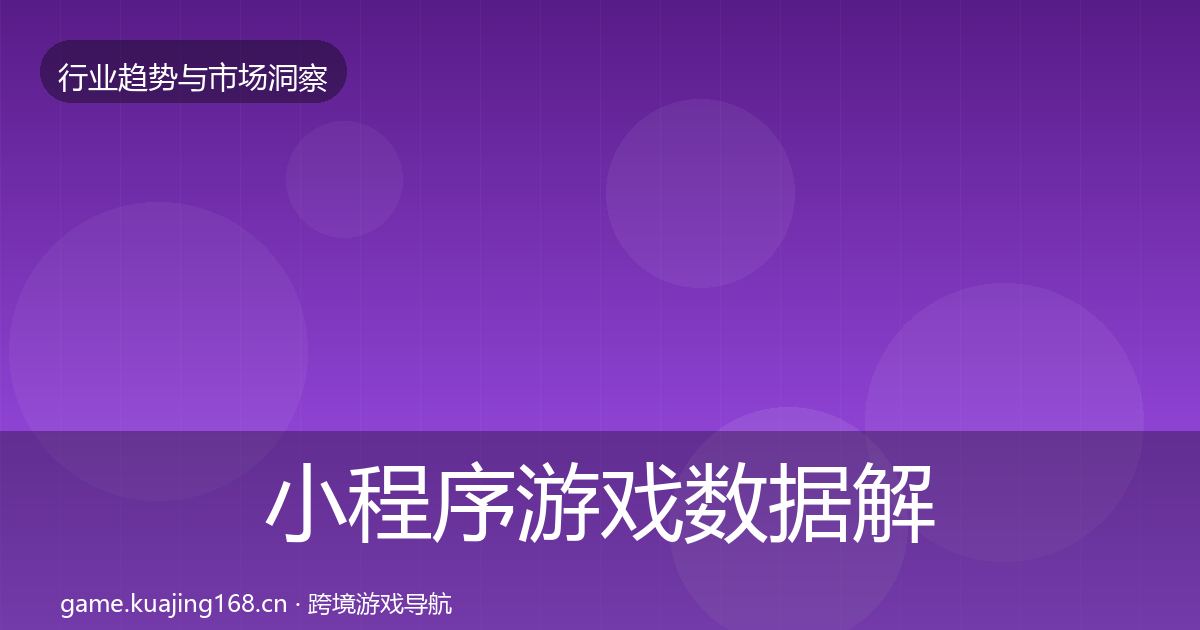 小程序游戏数据解读要点梳理·第612篇
