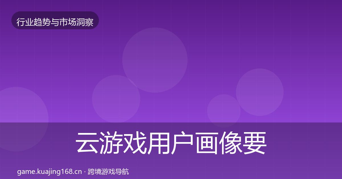 云游戏用户画像要点梳理·第626篇
