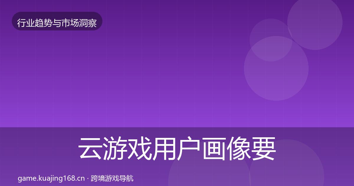 云游戏用户画像要点梳理·第666篇