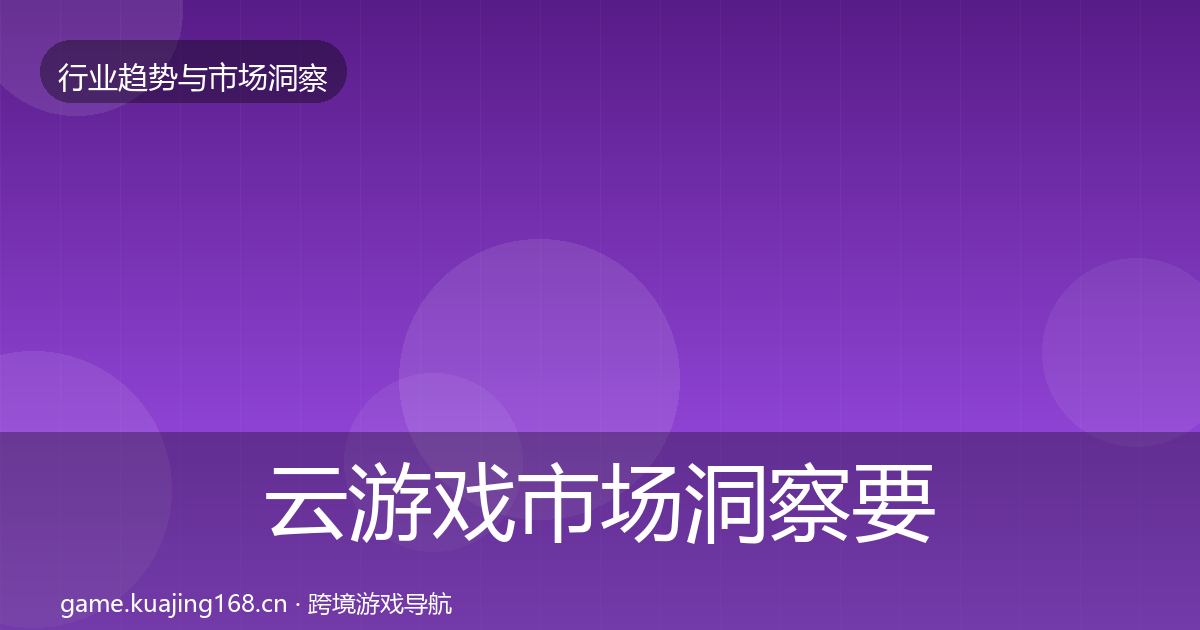 云游戏市场洞察要点梳理·第681篇