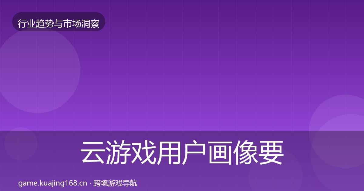云游戏用户画像要点梳理·第706篇