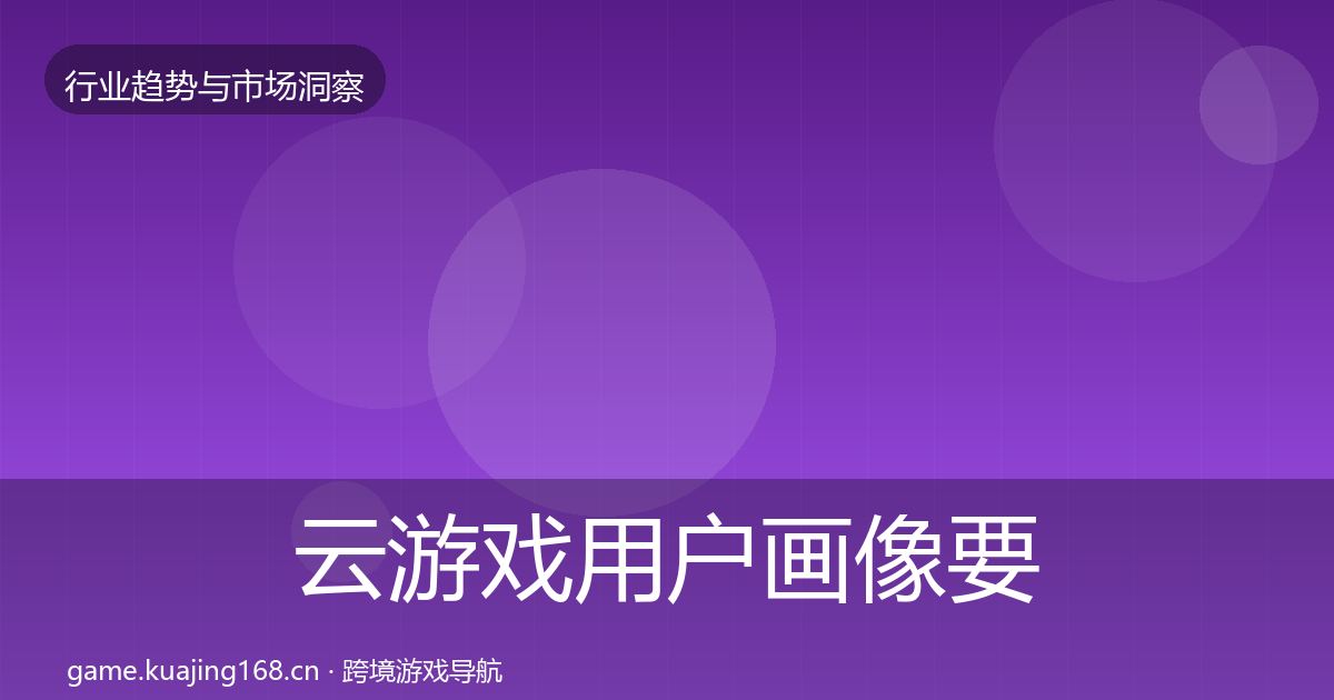 云游戏用户画像要点梳理·第746篇