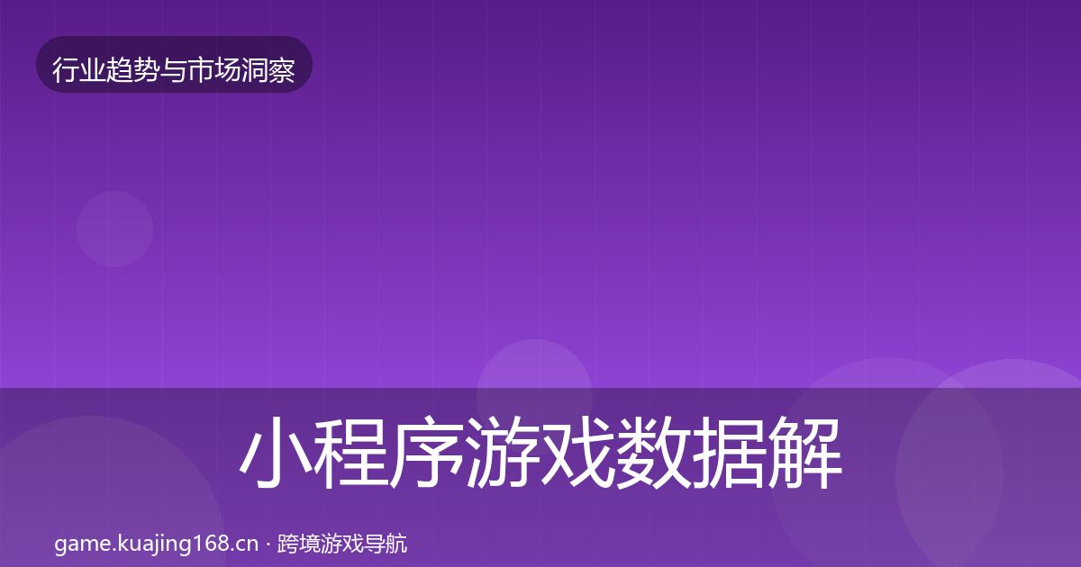 小程序游戏数据解读要点梳理·第772篇