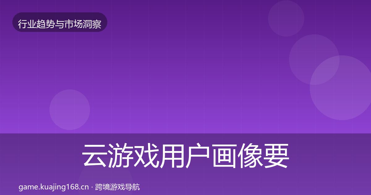 云游戏用户画像要点梳理·第786篇