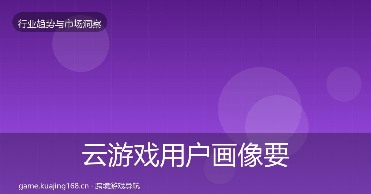 云游戏用户画像要点梳理·第826篇