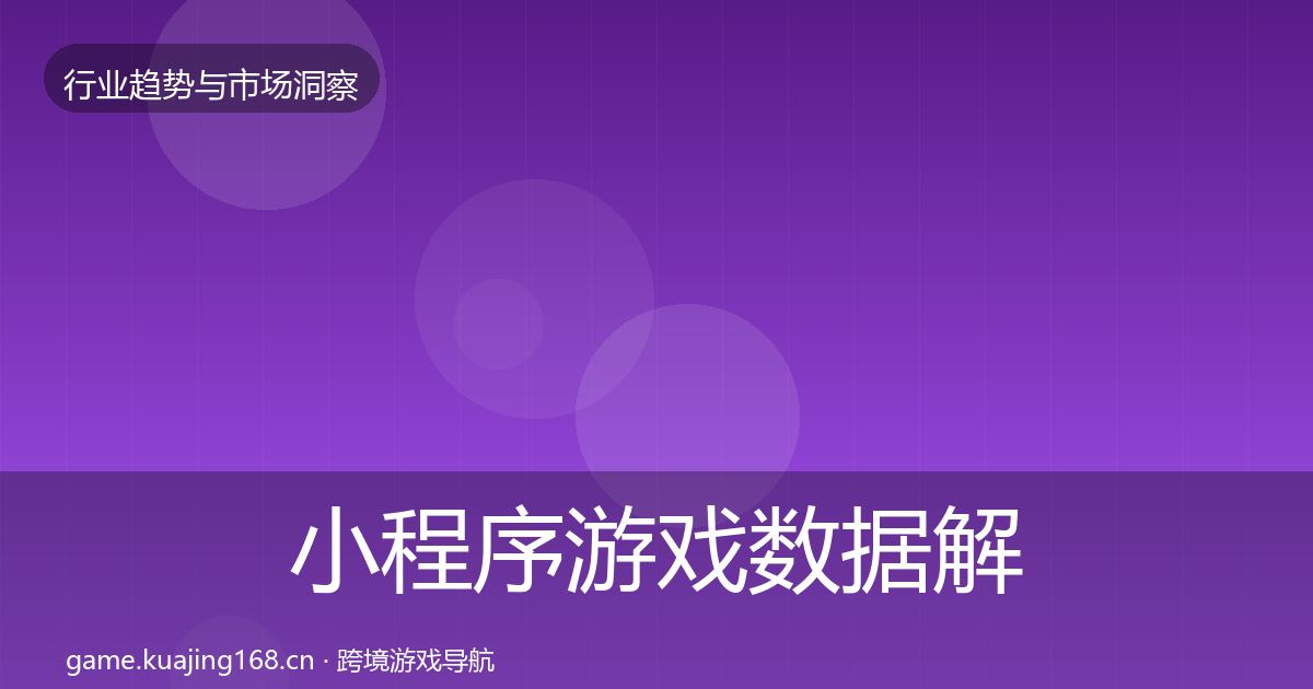 小程序游戏数据解读要点梳理·第852篇