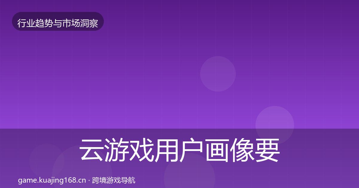 云游戏用户画像要点梳理·第866篇