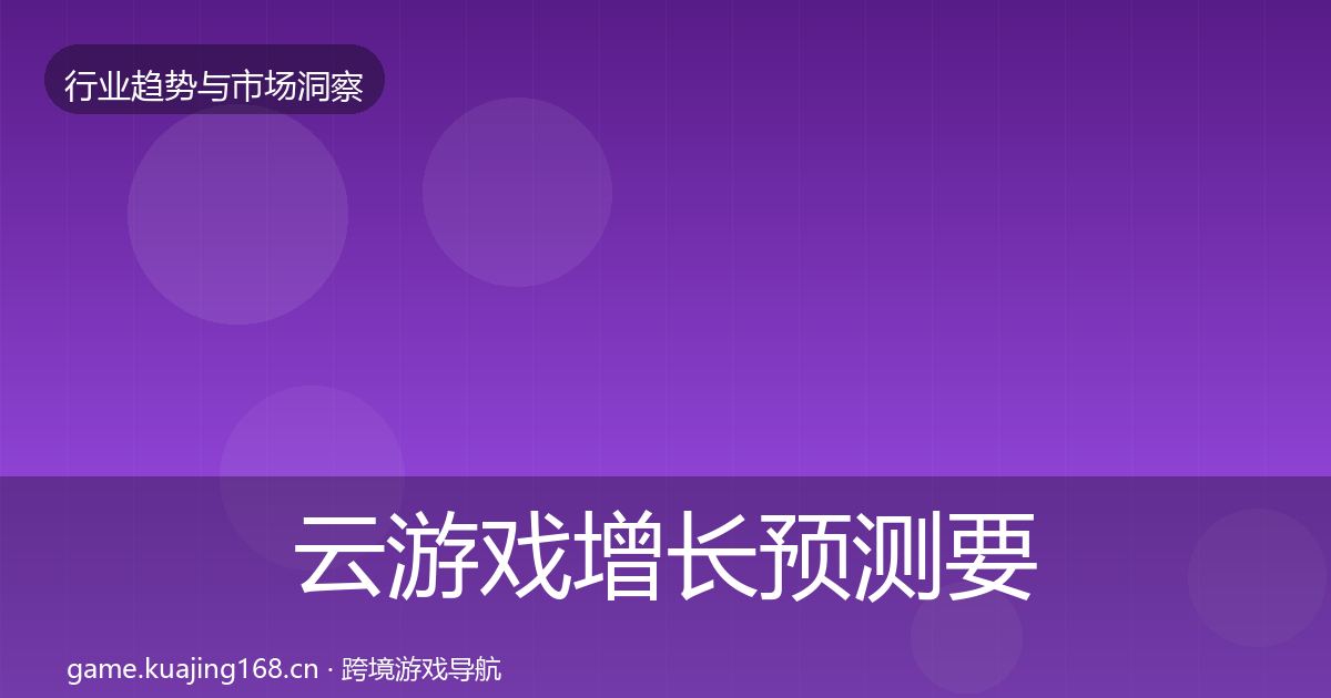 云游戏增长预测要点梳理·第911篇