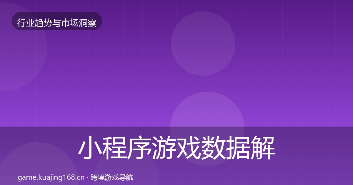 小程序游戏数据解读要点梳理·第932篇