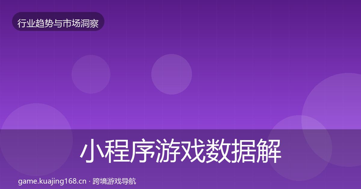 小程序游戏数据解读要点梳理·第972篇