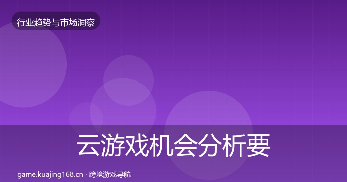 云游戏机会分析要点梳理·第976篇