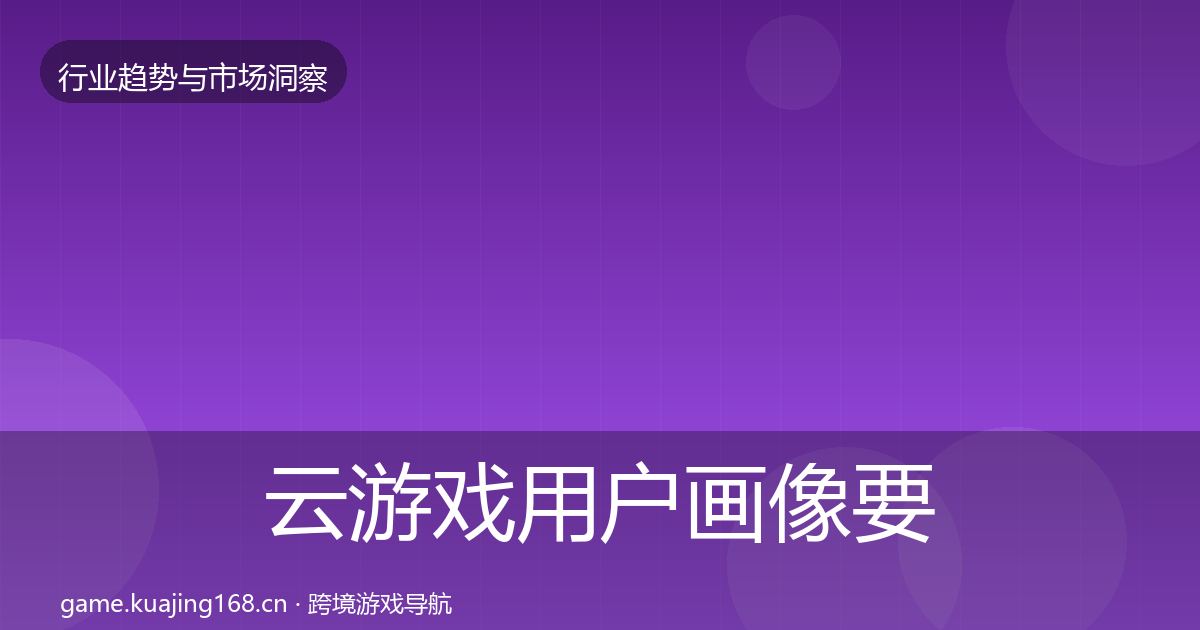 云游戏用户画像要点梳理·第986篇
