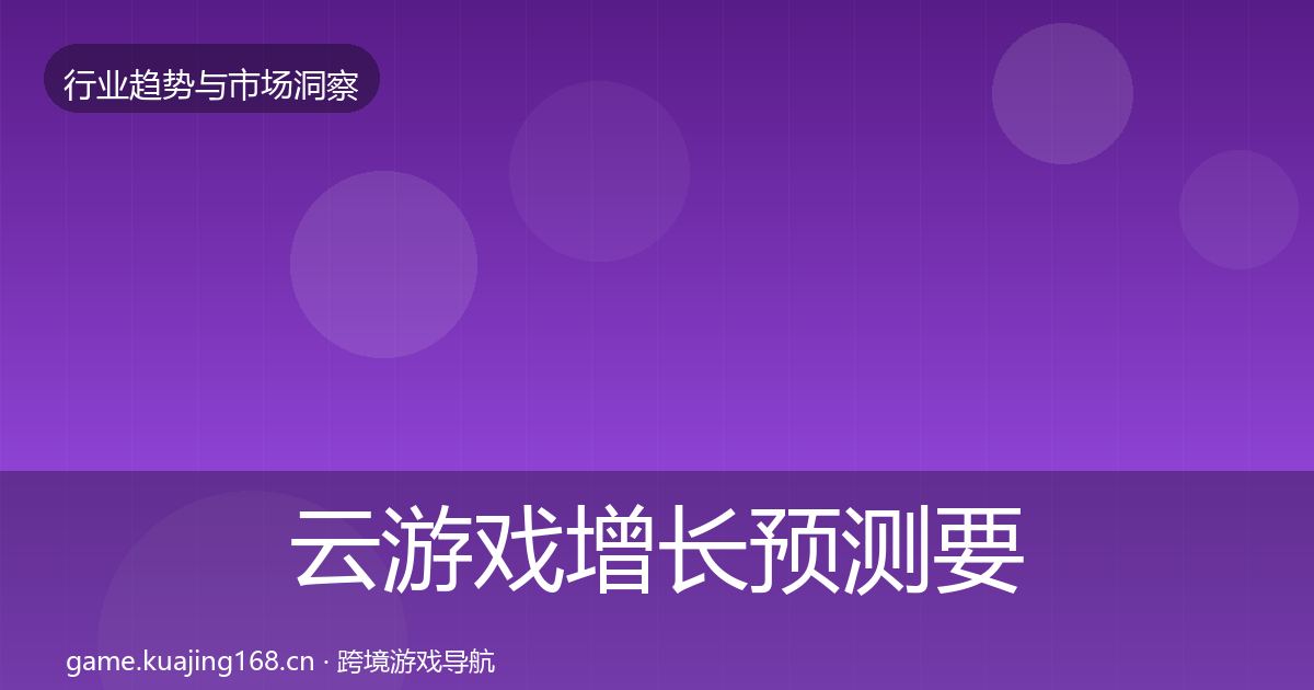 云游戏增长预测要点梳理·第991篇