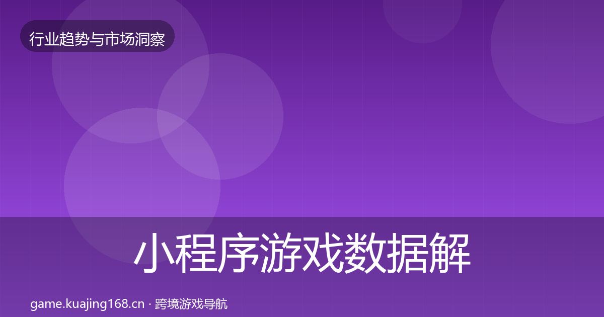 小程序游戏数据解读要点梳理·第1012篇