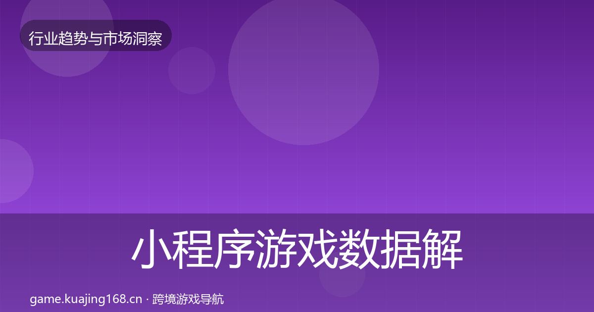 小程序游戏数据解读要点梳理·第1052篇