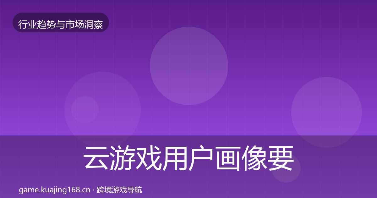 云游戏用户画像要点梳理·第1106篇