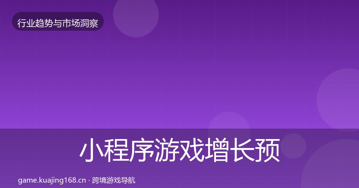小程序游戏增长预测要点梳理·第1112篇