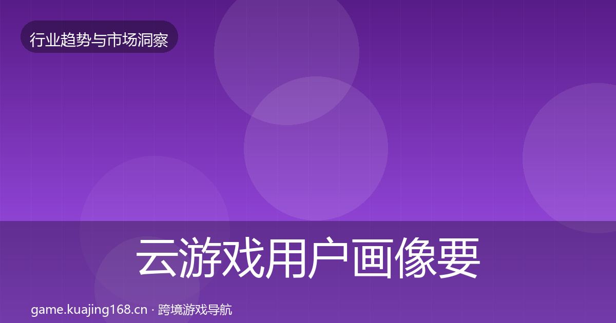 云游戏用户画像要点梳理·第1146篇