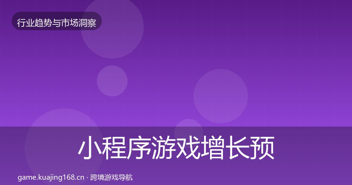 小程序游戏增长预测要点梳理·第1152篇