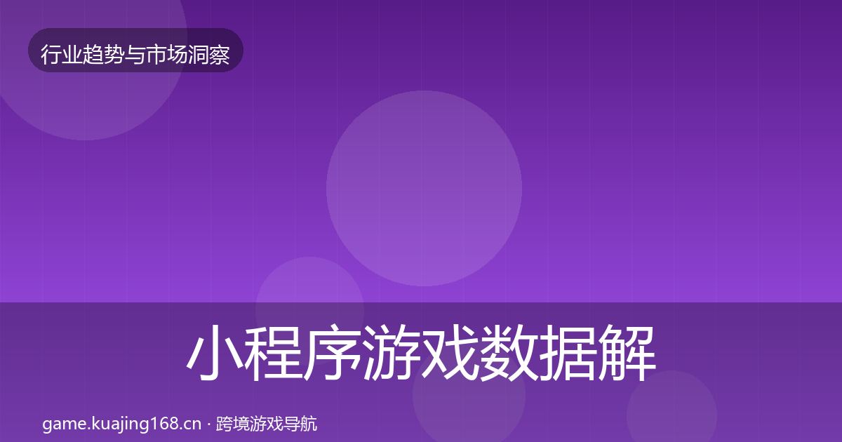 小程序游戏数据解读要点梳理·第1172篇