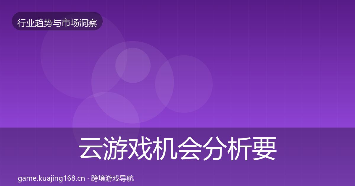 云游戏机会分析要点梳理·第1176篇
