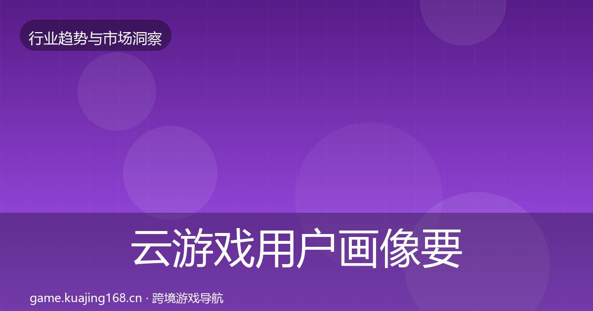 云游戏用户画像要点梳理·第1186篇