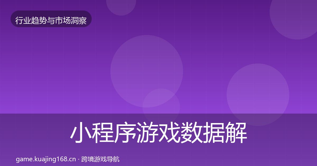 小程序游戏数据解读要点梳理·第1252篇