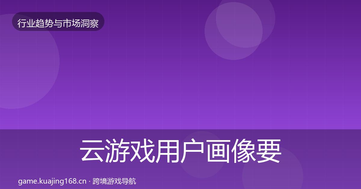 云游戏用户画像要点梳理·第1306篇