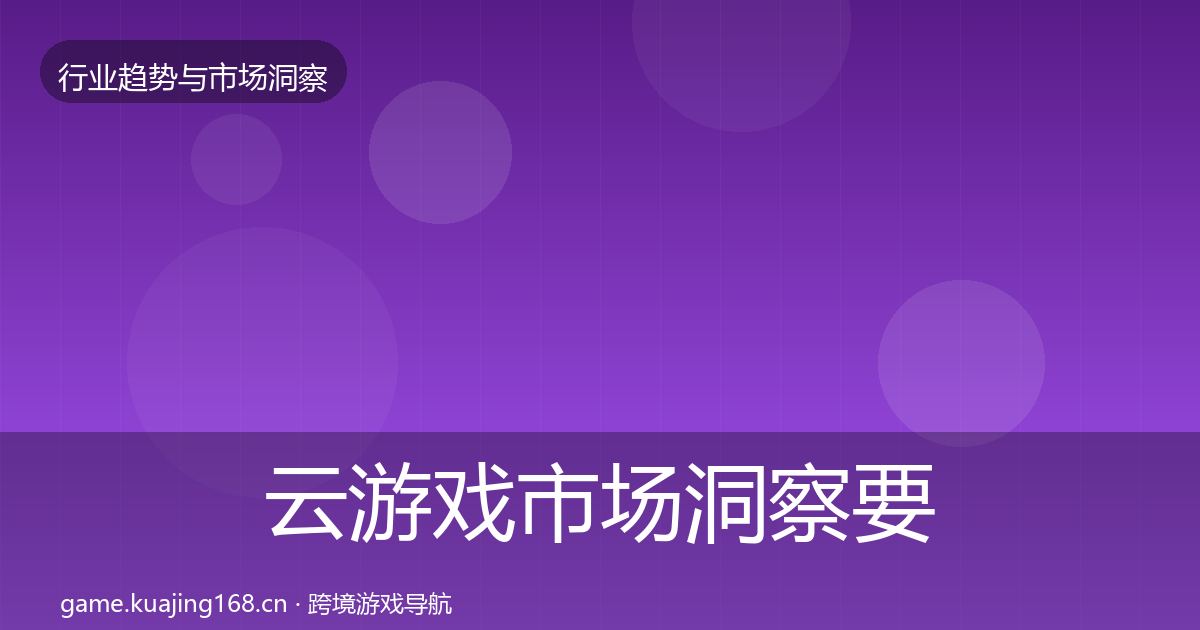 云游戏市场洞察要点梳理·第1321篇