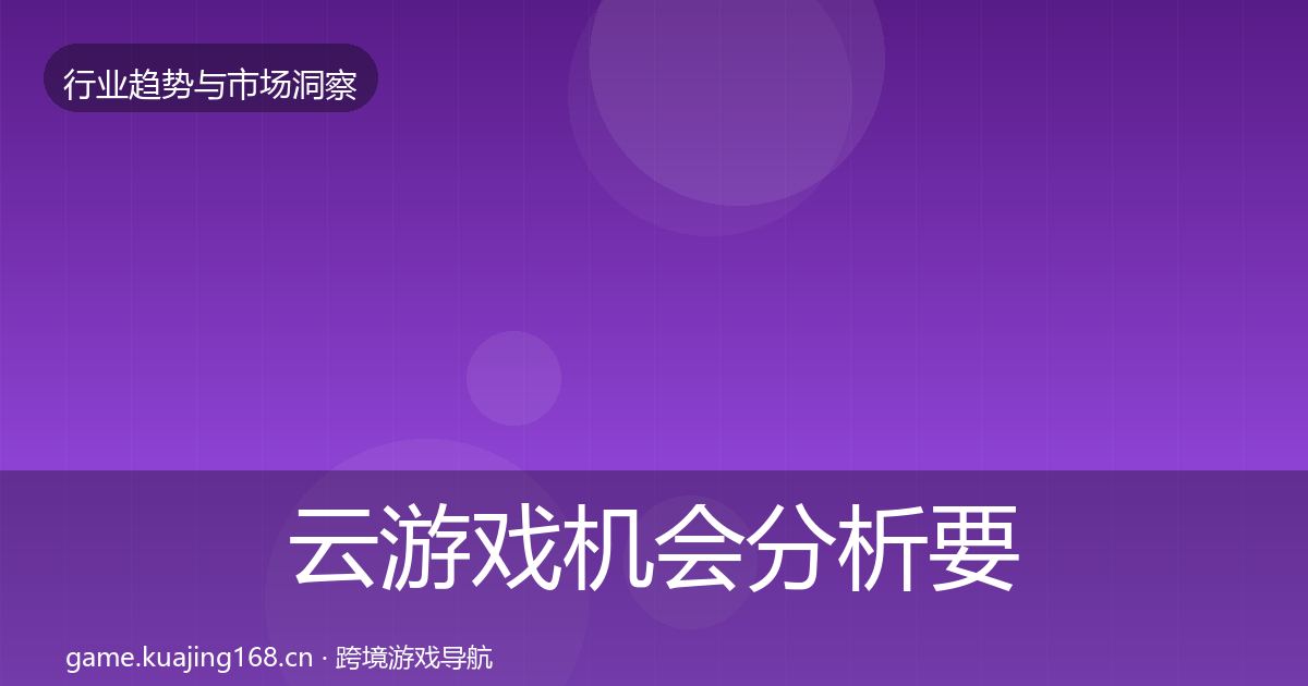 云游戏机会分析要点梳理·第1336篇