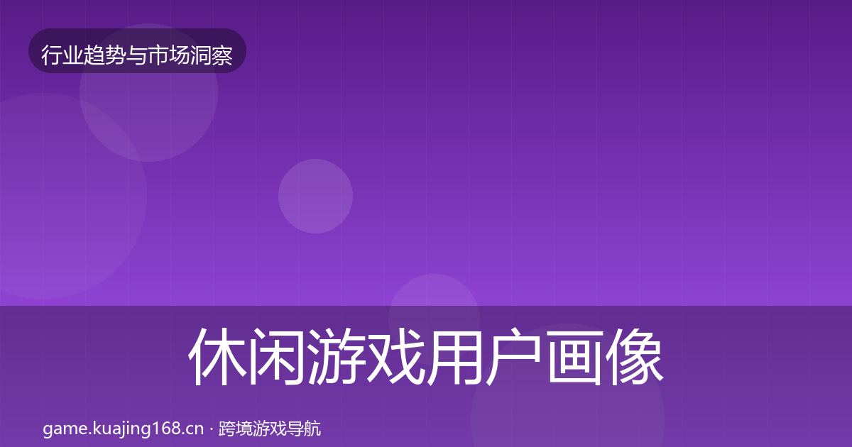休闲游戏用户画像要点梳理·第1348篇
