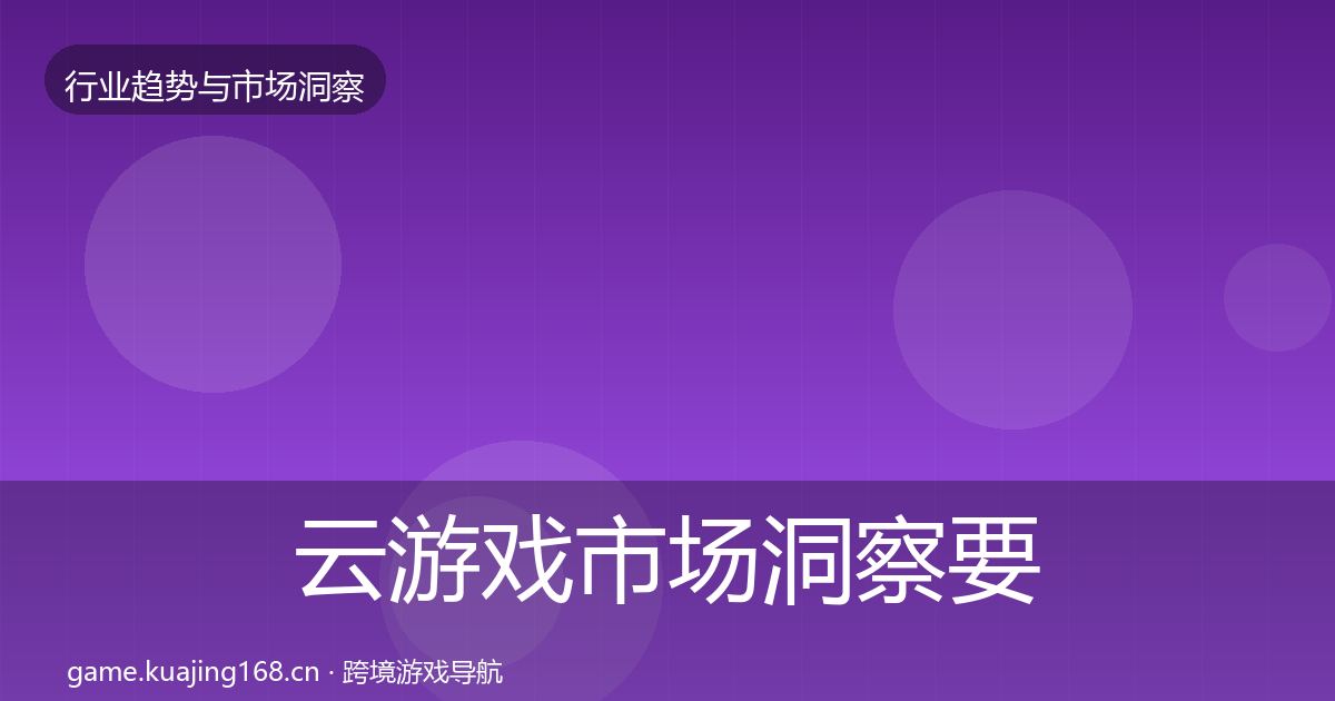 云游戏市场洞察要点梳理·第1401篇