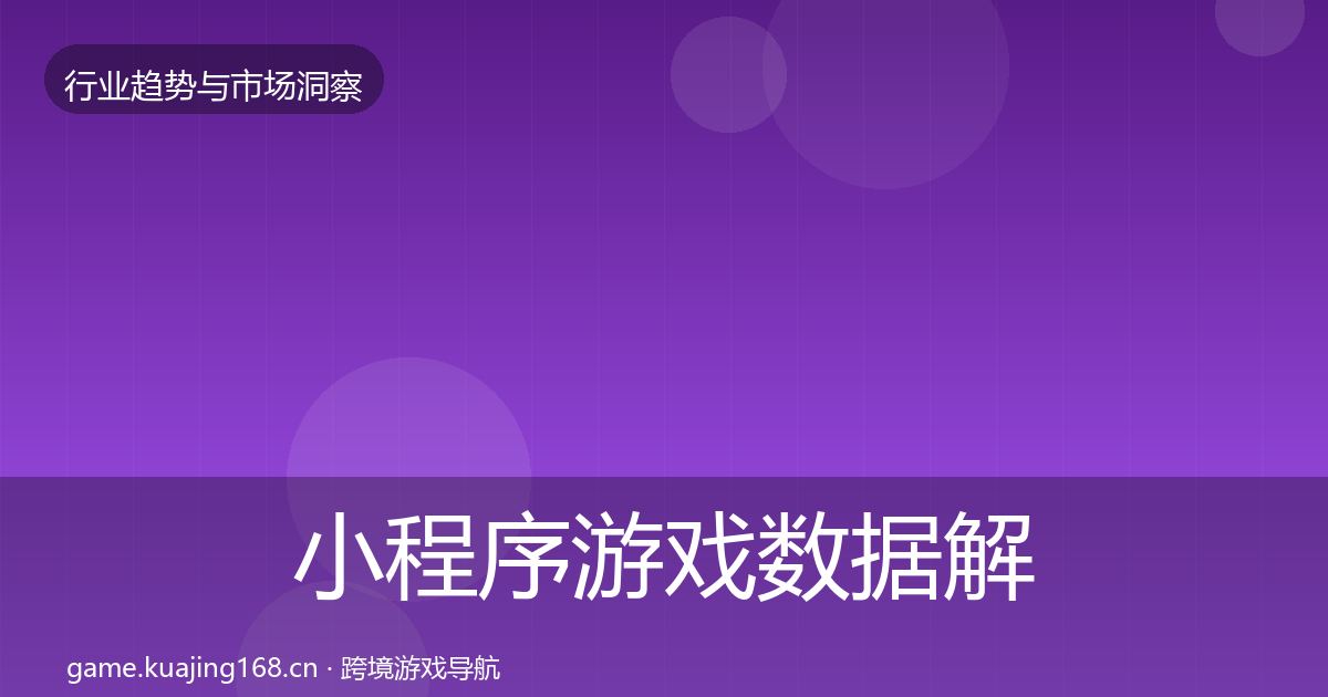 小程序游戏数据解读要点梳理·第1412篇