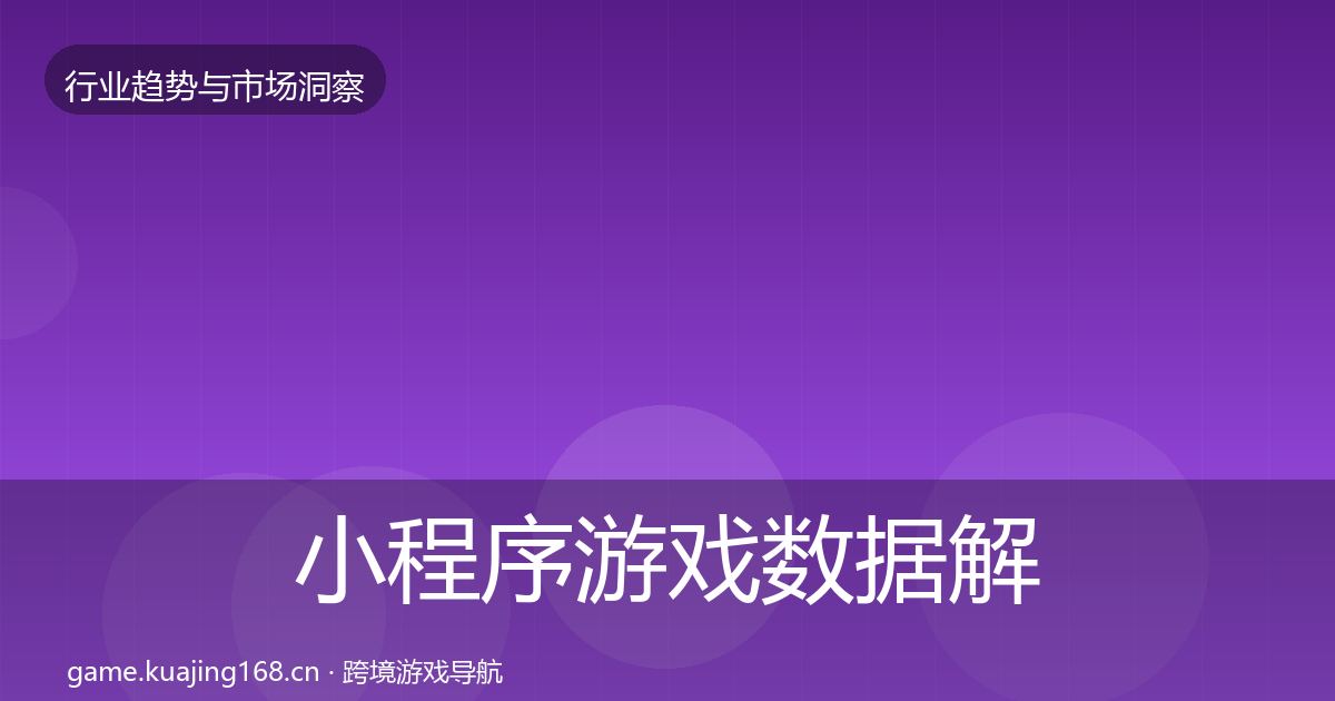 小程序游戏数据解读要点梳理·第1452篇