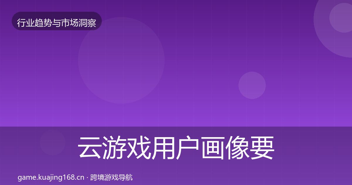 云游戏用户画像要点梳理·第1506篇