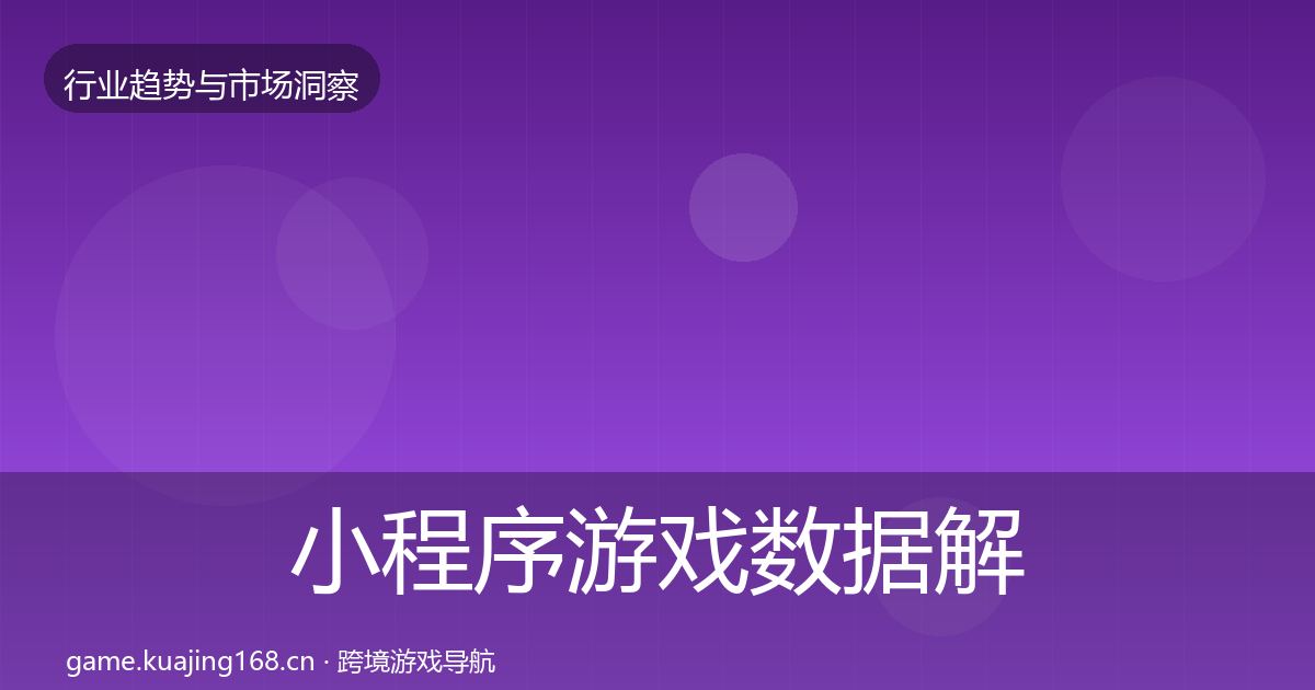 小程序游戏数据解读要点梳理·第1532篇