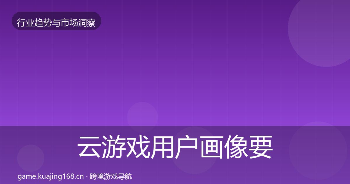云游戏用户画像要点梳理·第1546篇